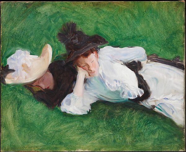Two Girls on a Lawn, John Singer Sargent (American, Florence 1856–1925 London), Oil on canvas, American 