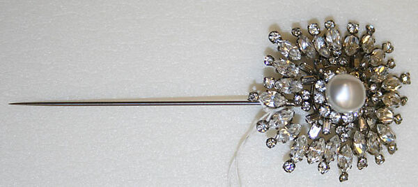 Stickpin, glass, metal, plastic, American or European 