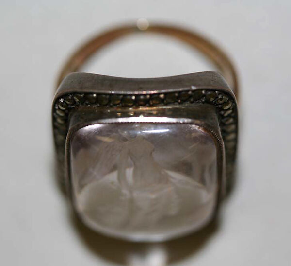 Ring, metal, glass, American or European