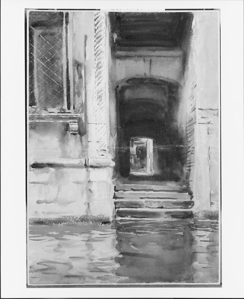 Venetian Passageway, John Singer Sargent (American, Florence 1856–1925 London), Watercolor, gouache, and graphite on white wove paper, American