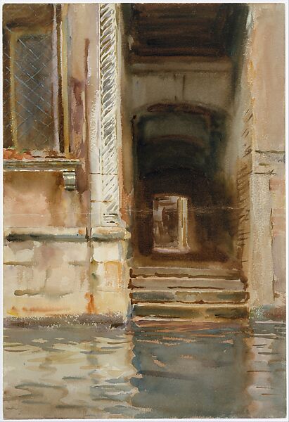 Venetian Passageway, John Singer Sargent (American, Florence 1856–1925 London), Watercolor, gouache, and graphite on white wove paper, American 