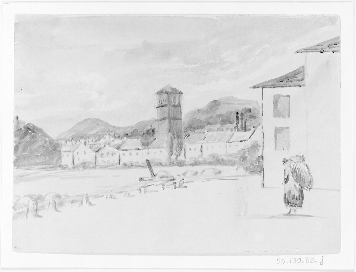 View of a Southern City, John Singer Sargent (American, Florence 1856–1925 London), Watercolor and graphite on off-white wove paper, American