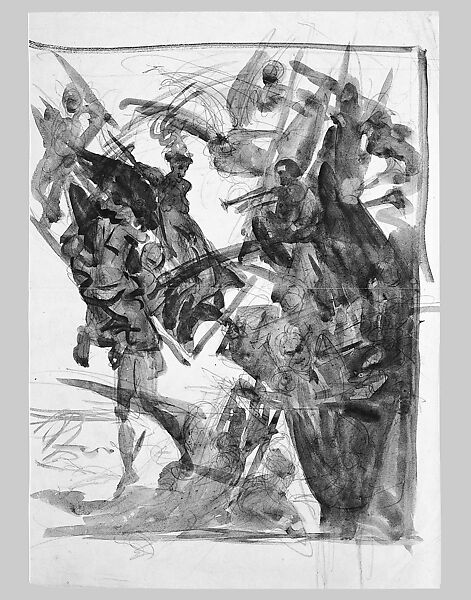 Allegorical Subject with Winged Figures, John Singer Sargent (American, Florence 1856–1925 London), Watercolor and graphite on off-white wove paper, American
