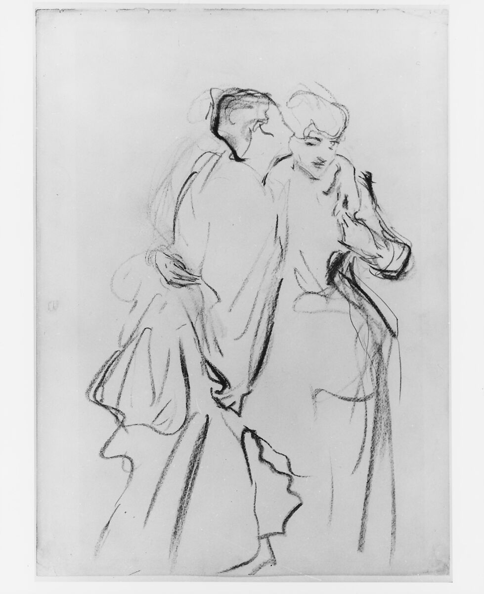 Whispers (Virginie Amélie Avegno Gautreau and a Friend), John Singer Sargent (American, Florence 1856–1925 London), Charcoal and graphite on off-white laid paper, American