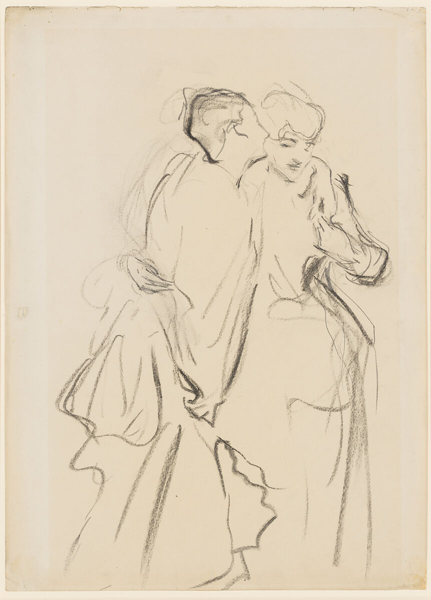 Whispers (Virginie Amélie Avegno Gautreau and a Friend), John Singer Sargent  American, Charcoal and graphite on off-white laid paper, American