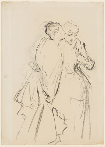 Whispers, John Singer Sargent (American, Florence 1856–1925 London), Charcoal and graphite on off-white laid paper, American 