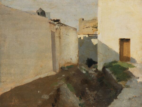 White Walls in Sunlight, Morocco, John Singer Sargent (American, Florence 1856–1925 London), Oil on wood, American 