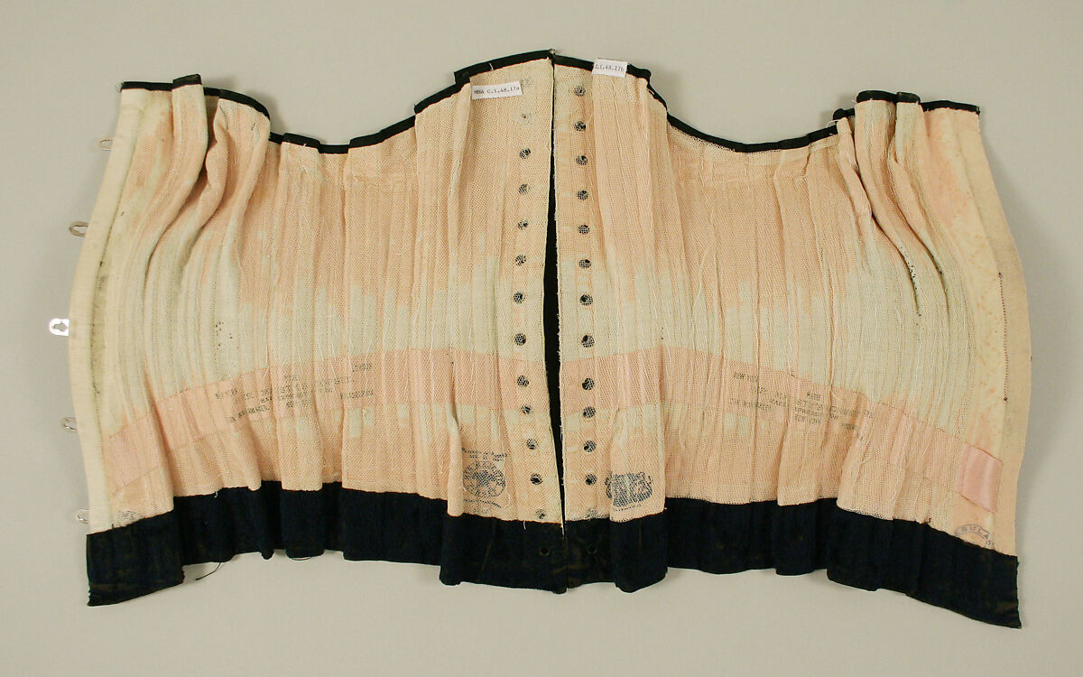 Corset, satin, steel, linen, American