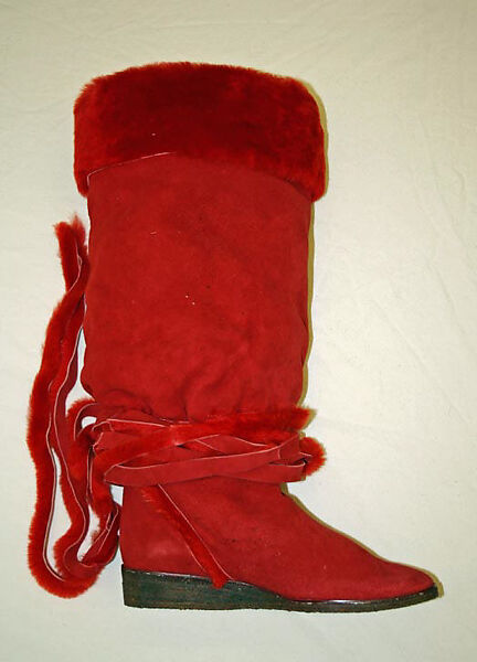 Boots, Andrea Pfister (French, born Italy, 1942), a,b) leather, fur, French 