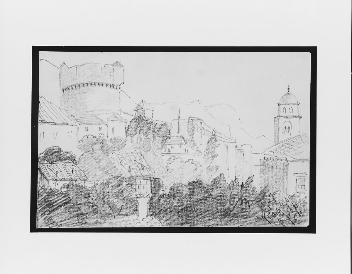 Ragusa (from Sketchbook), Mary Newbold Sargent (1826–1906), Graphite on paper, American 