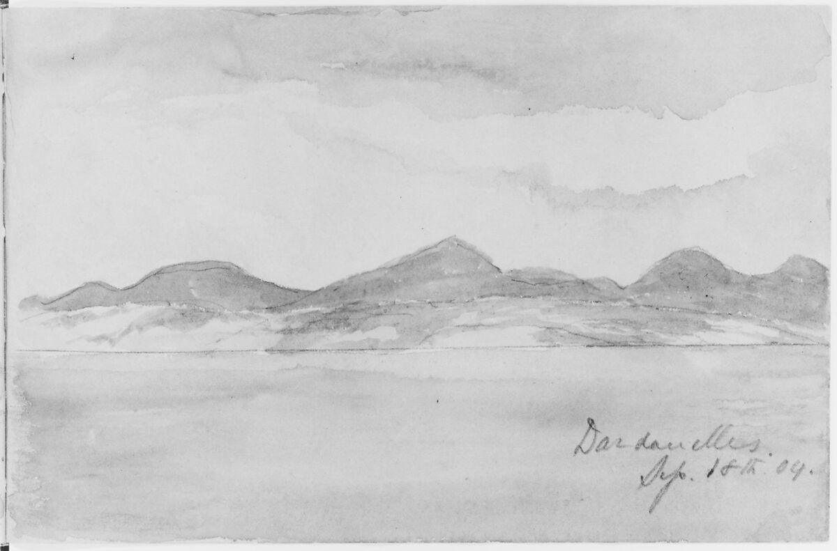 Dardanelles (from Sketchbook), Mary Newbold Sargent (1826–1906), Graphite and watercolor on paper, American 