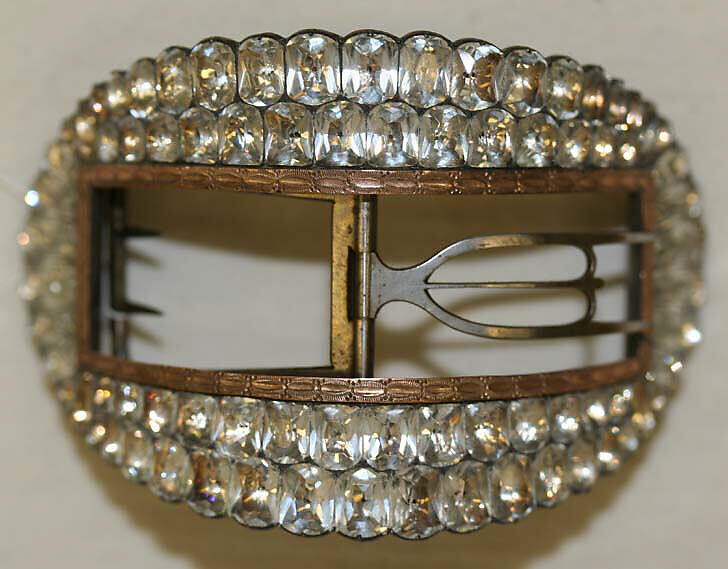 Shoe buckles, metal, paste, British