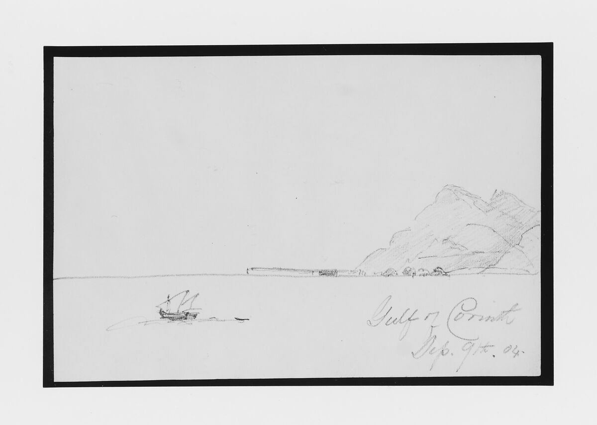 Gulf of Corinth (from Sketchbook), Mary Newbold Sargent (1826–1906), Graphite on paper, American 