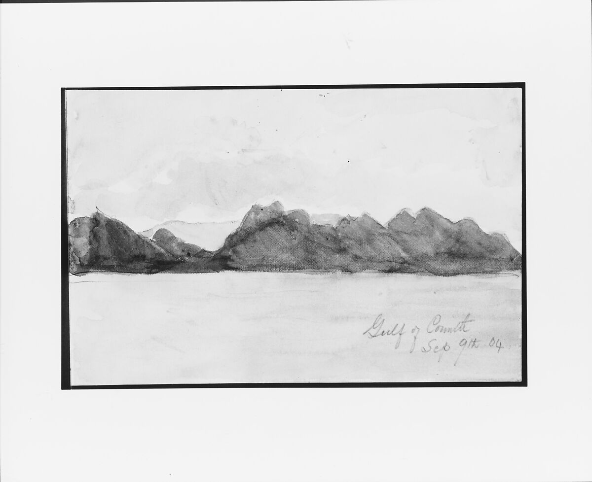 Gulf of Corinth (from Sketchbook), Mary Newbold Sargent (1826–1906), Graphite and watercolor on paper, American 