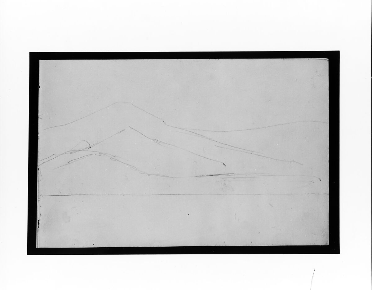 Village and Mountain (from Sketchbook), Mary Newbold Sargent (1826–1906), Graphite on paper, American 