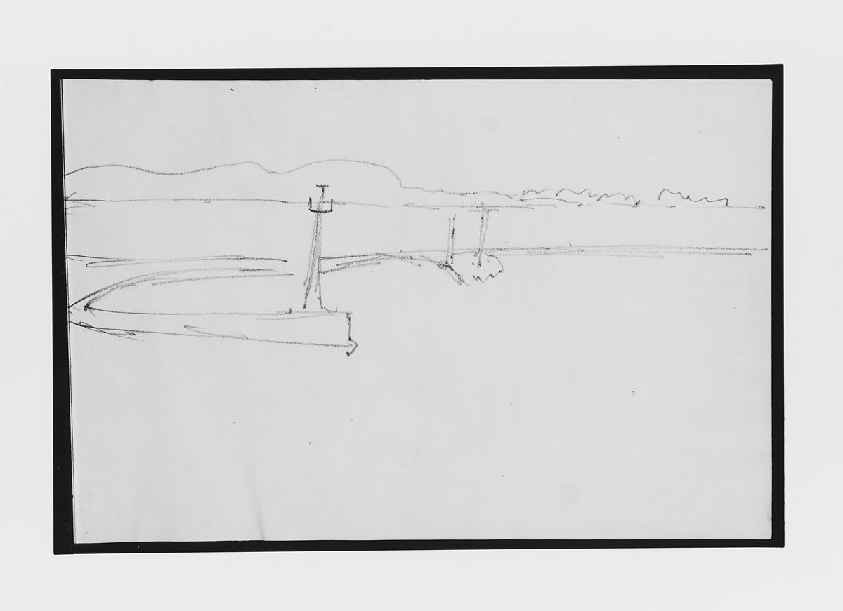 Landscape Study (from Sketchbook), Mary Newbold Sargent (1826–1906), Graphite on paper, American 