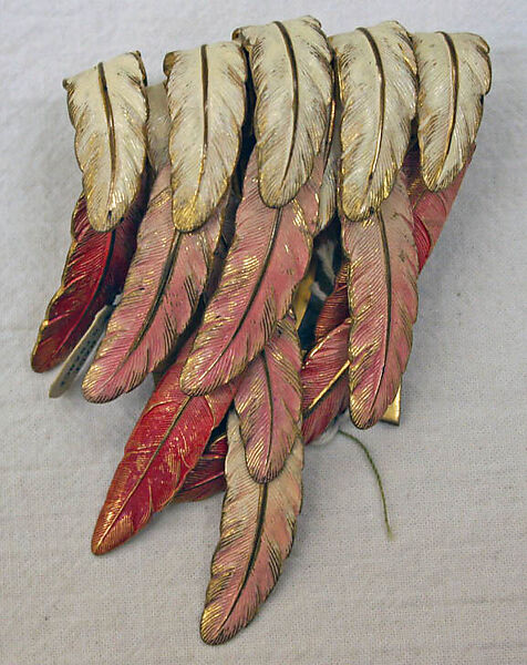Clip, Attributed to Marcel Rochas (French, 1902–1955), feathers, metal, French 