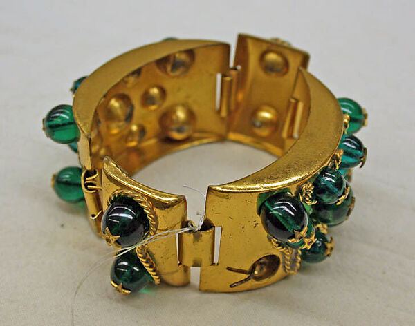 Bracelet, Schiaparelli (French, founded 1927), metal, glass, French 