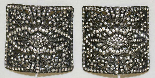 Shoe buckles, metal, glass, American or European 