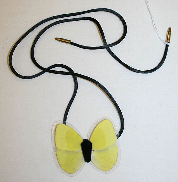 Necklace, Eduardo Costa, butterfly wings, plastic, silk, metal, Argentinian 