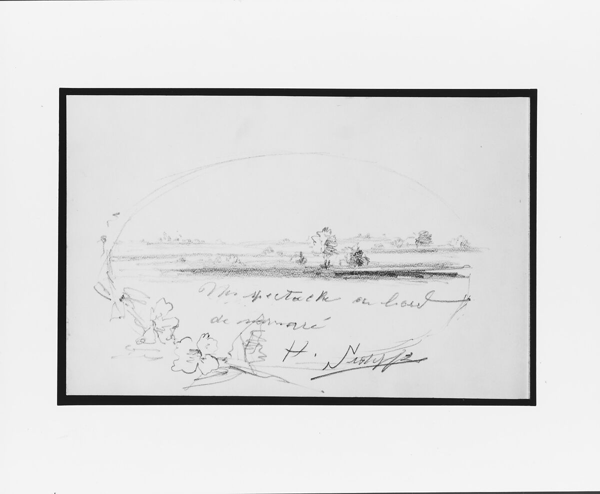 Landscape Vignette (from Sketchbook), Possibly Mary Newbold Sargent (1826–1906), Graphite on paper, American 