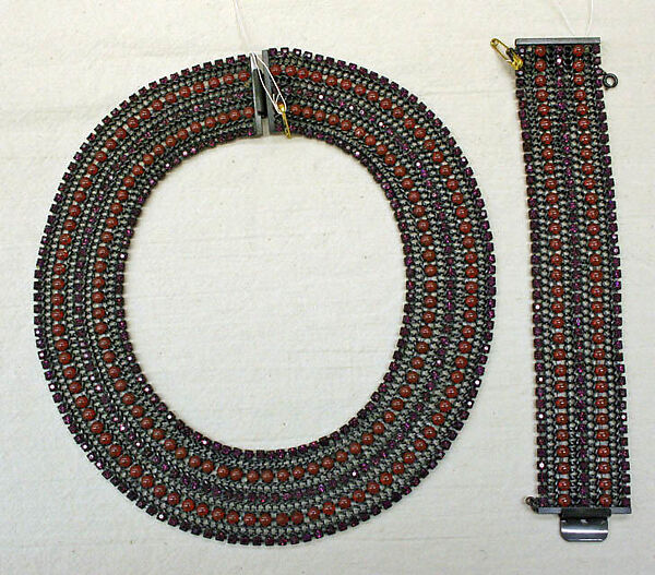 Jewelry set, glass, metal, American