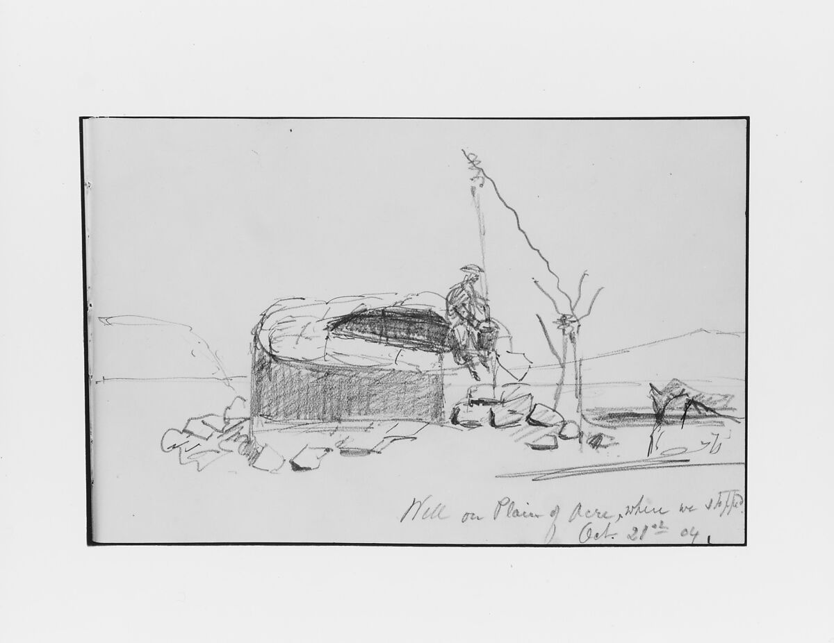 Well on Plain of Acre (from Sketchbook), Mary Newbold Sargent (1826–1906), Graphite on paper, American 