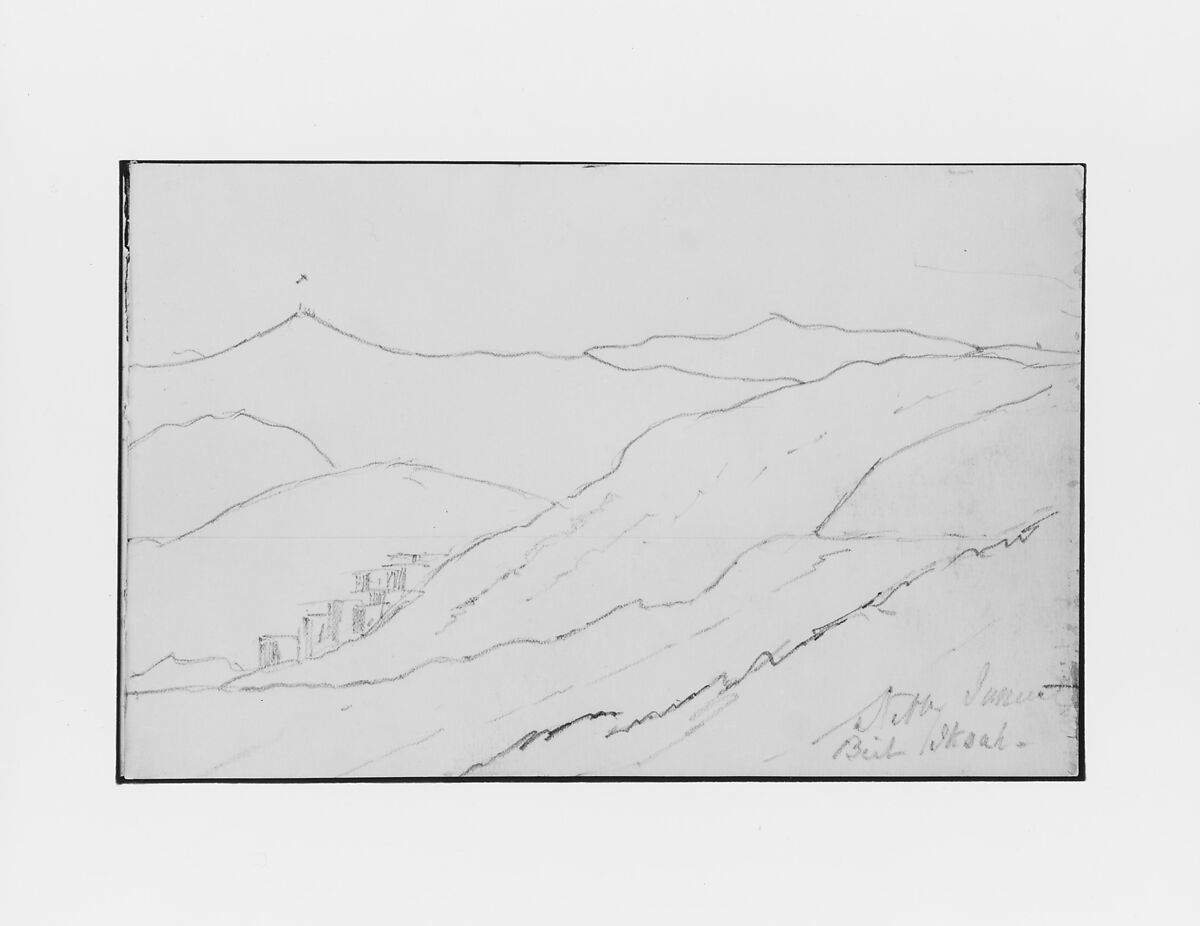 Panorama Landscape of Nebi Samouel (from Sketchbook), Mary Newbold Sargent (1826–1906), Graphite on paper, American 