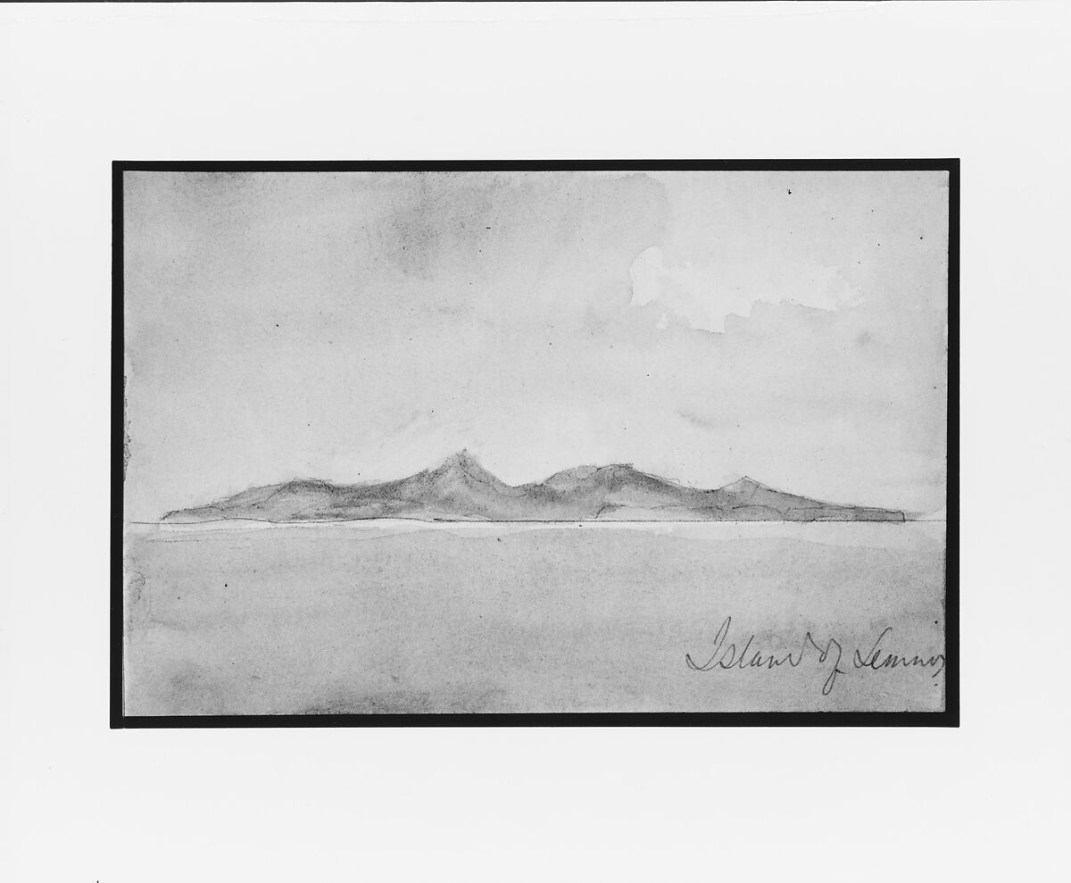 Island of Lemnos (from Sketchbook), Mary Newbold Sargent (1826–1906), Graphite and watercolor on paper, American 