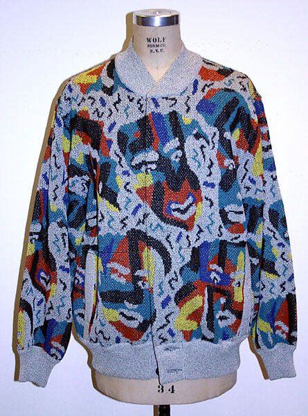 Jacket, Missoni (Italian, founded 1953), wool/cotton/synthetic blend, cotton/synthetic blend, plastic, Italian 
