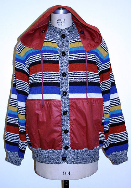 Jacket, Missoni (Italian, founded 1953), a) wool/synthetic, cotton, plastic; b) cotton, cotton/nylon blend, Italian 