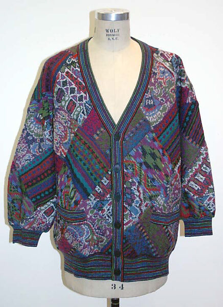 Cardigan sweater, Missoni (Italian, founded 1953), wool/synthetic blend, plastic, Italian 