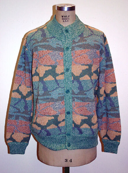 Cardigan sweater, Missoni (Italian, founded 1953), wool/cotton/ramie/synthetic blend, plastic, Italian 