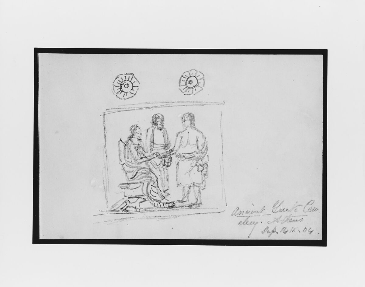 Sketch of Grave Stele (from Sketchbook), Mary Newbold Sargent (1826–1906), Graphite on paper, American 