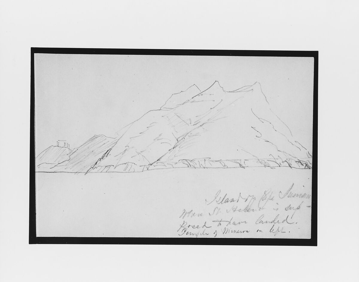Island off Cape Sunium (from Sketchbook), Mary Newbold Sargent (1826–1906), Graphite on paper, American 