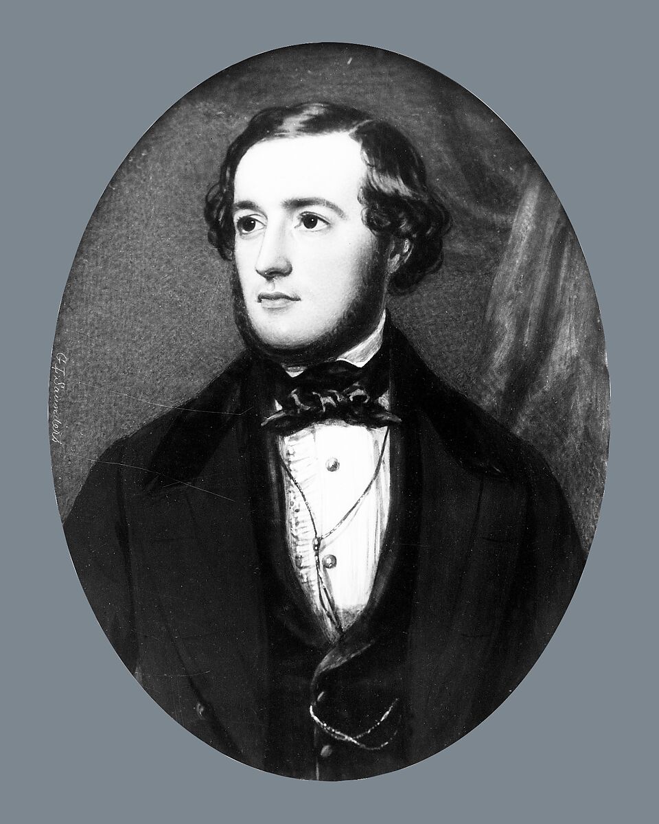 Portrait of a Gentleman, George Lethbridge Saunders (British, Bristol 1807–1863 Bristol), Watercolor on ivory, American 