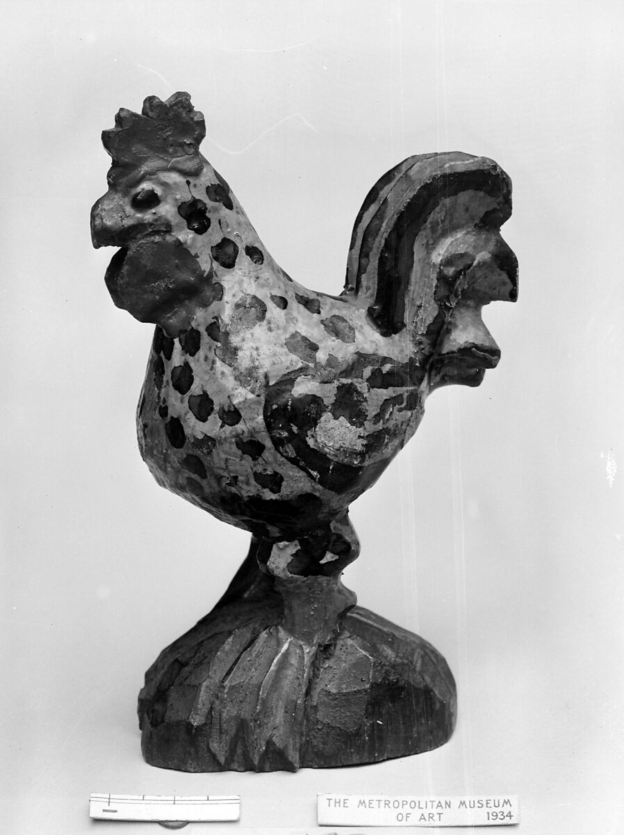 Rooster, Attributed to Wilhelm Schimmel (1817–1890), White pine, painted, American 