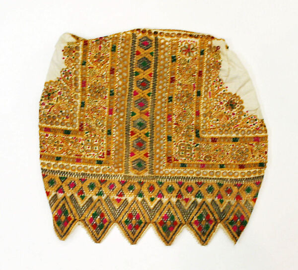 Wedding ensemble, cotton, silk, metal, Slovak