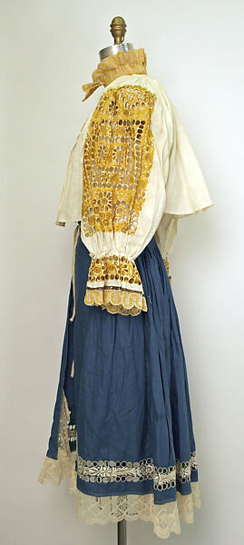 Ensemble, cotton, silk, European, Eastern
