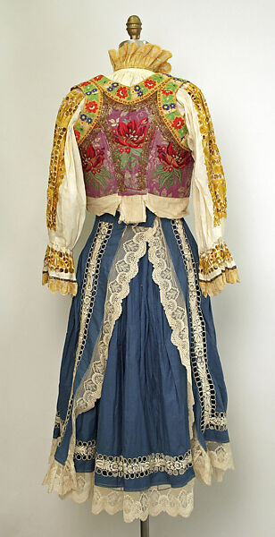 Ensemble, cotton, silk, European, Eastern