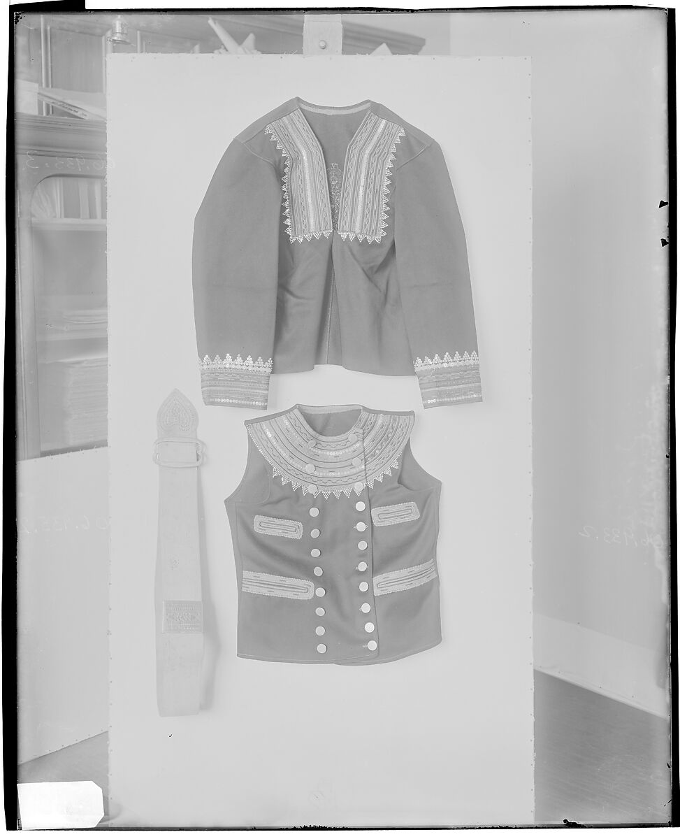 Vest, wool, glass beads, metal pailettes, French, Brittany