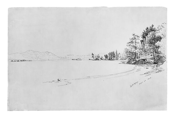 Lake George, Aaron Draper Shattuck (1832–1928), Graphite on buff-colored wove paper, American 