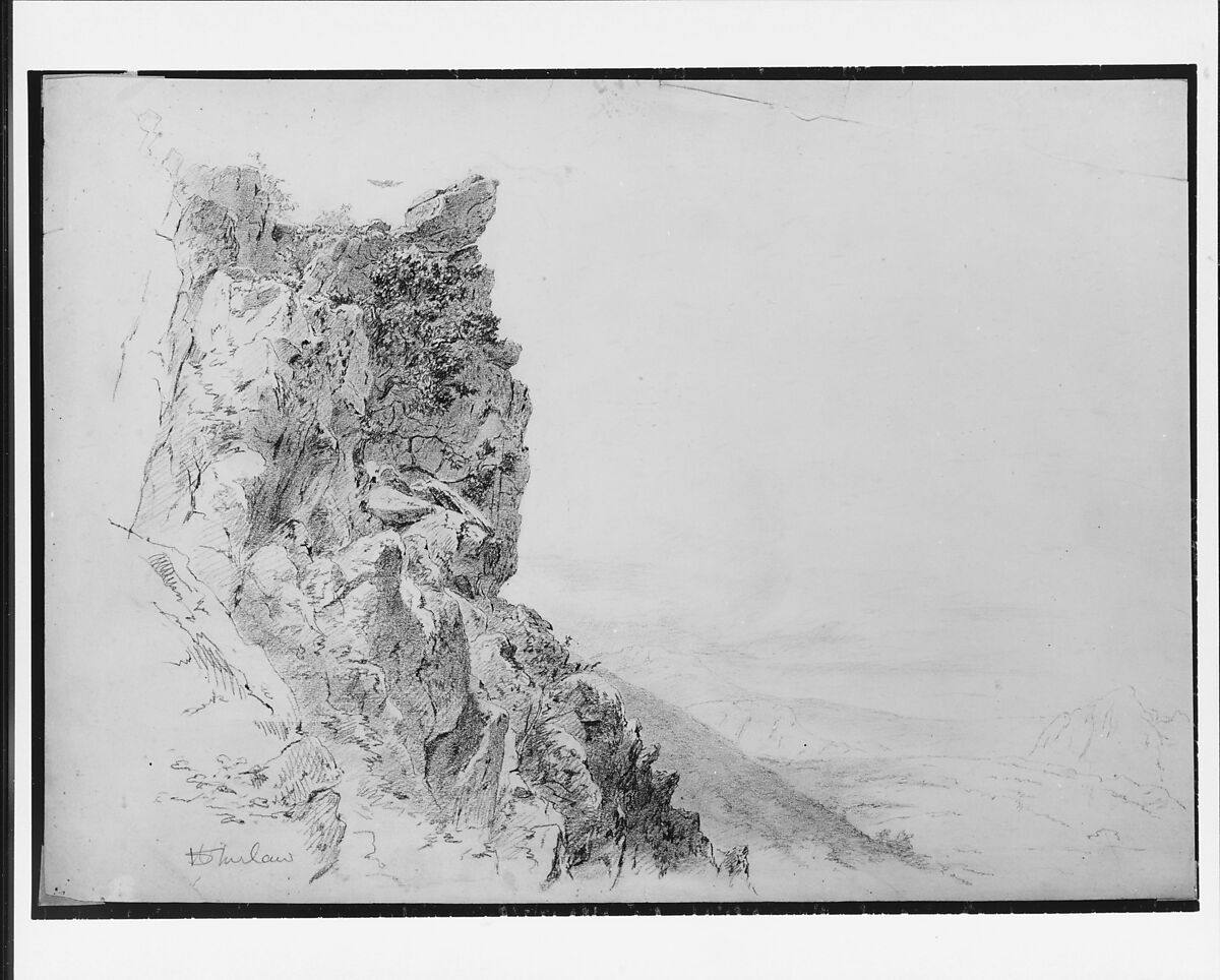 Cliffs, Walter Shirlaw (American, Paisley, Scotland 1838–1909 Madrid), Graphite on off-white wove paper, American 