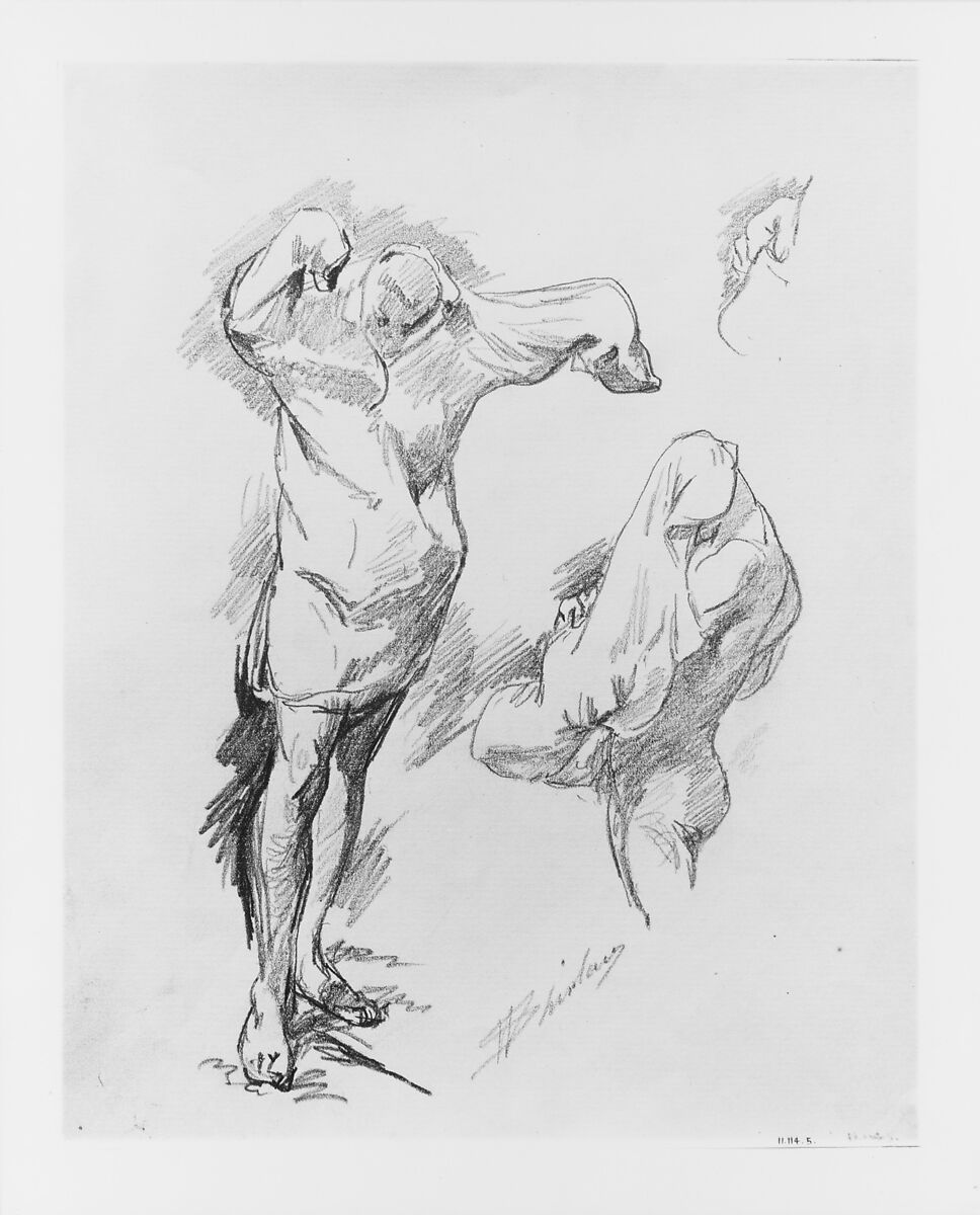 Studies of Bathers Disrobing, Walter Shirlaw (American, Paisley, Scotland 1838–1909 Madrid), Graphite on off-white laid paper, American 