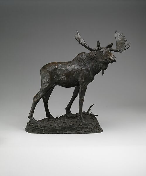 Bull Moose, Henry Merwin Shrady (American, New York 1871–1922 New York), Bronze, American 