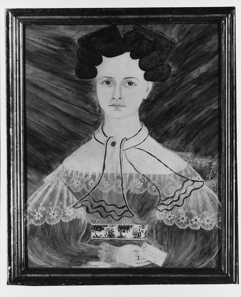 Miss Emeline Parker of Lowell, Massachusetts, Ruth Whittier Shute (1803–1882), Watercolor, gouache, gum arabic, graphite, and gold foil on heavy, white wove paper, American