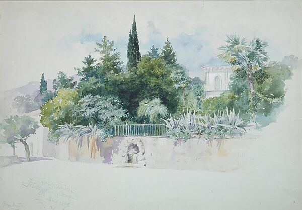 Tremezzo, Lake Como, George Henry Smillie (American, New York 1840–1920 New York), Watercolor, gouache, and graphite on light green wove paper, American 