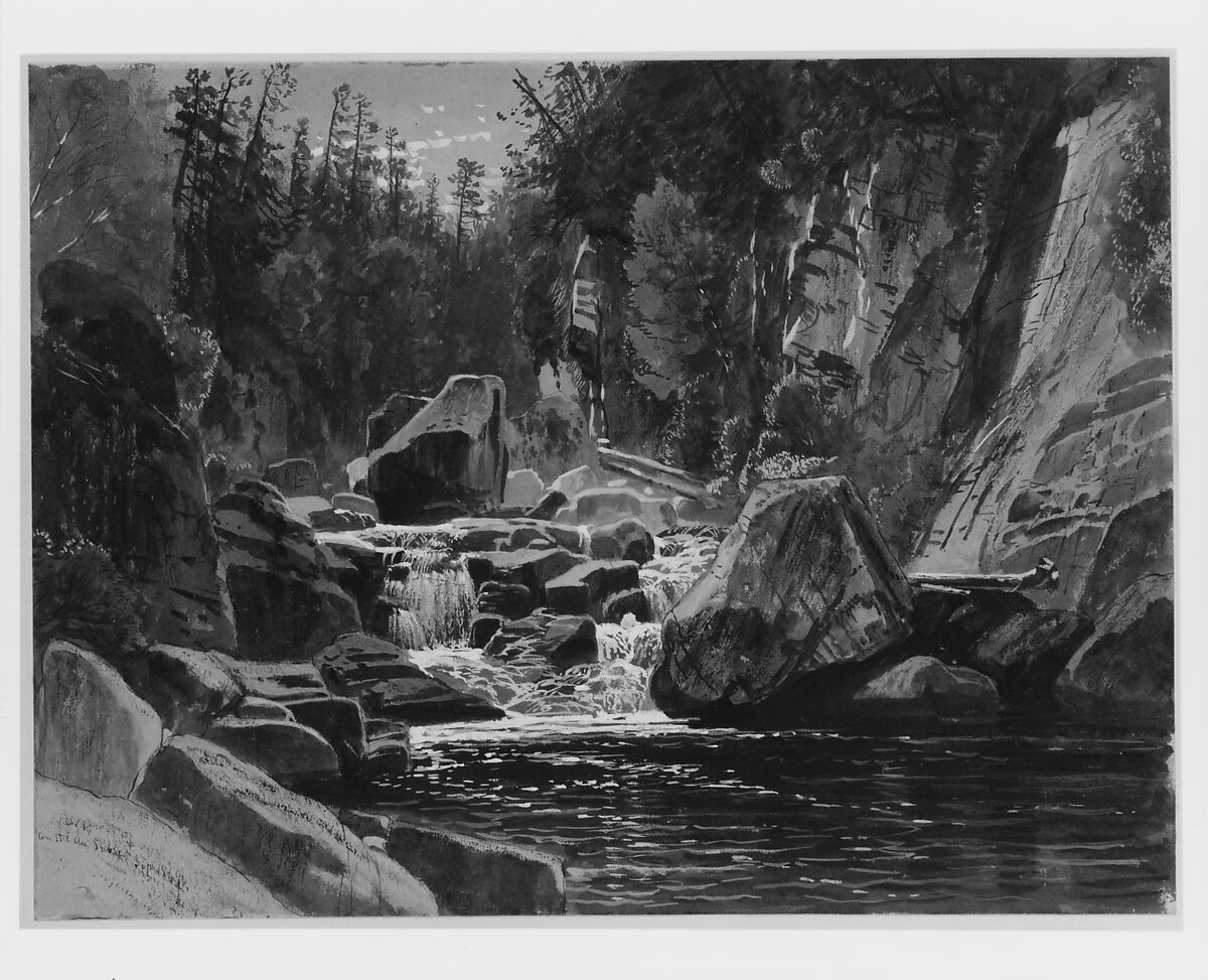 On the Ausable, James David Smillie (American, New York 1833–1909 New York), Watercolor and gouache on green-gray wove paper, American