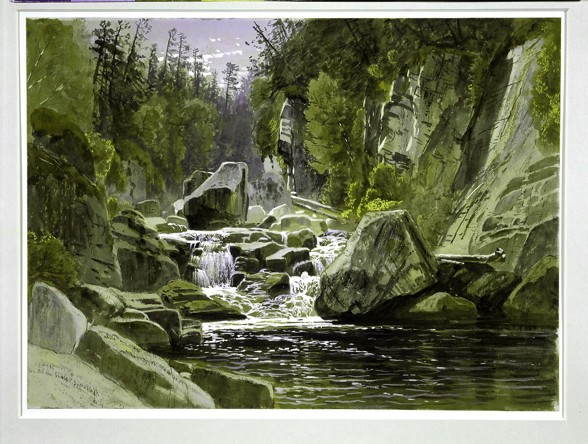 On the Ausable, James David Smillie (American, New York 1833–1909 New York), Watercolor and gouache on green-gray wove paper, American