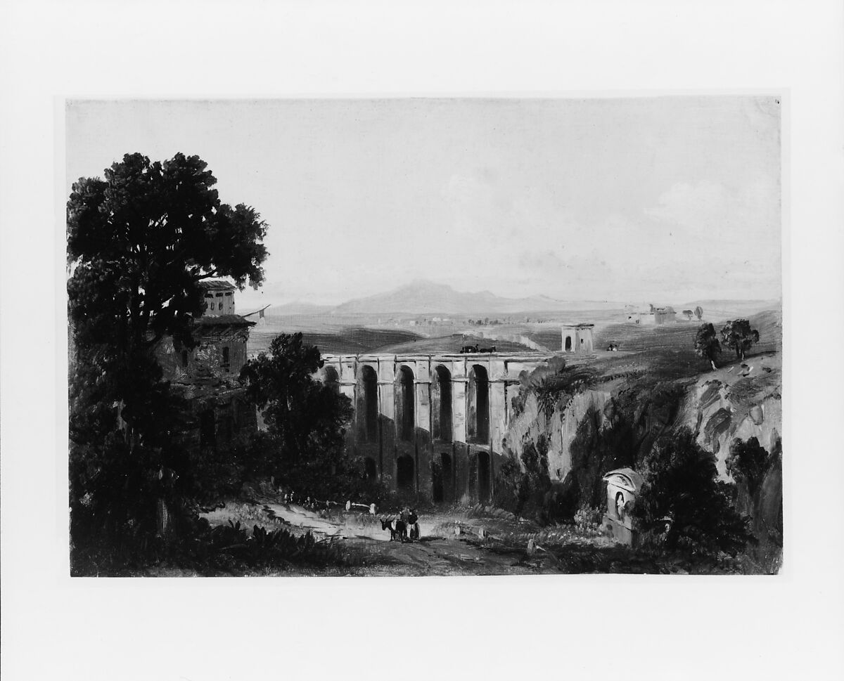 Civita Castellana and Mount Soracte, 1852, Russell Smith (1812–1896), Oil on wove paper, American